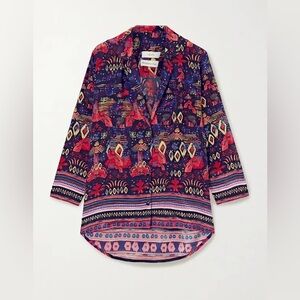 Chufy Red Black Purple Memories of Peru Printed Twill Nazca Shirt - Large